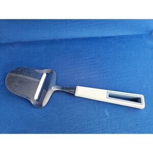 Vintage Tempo Stainless Steel Cheese Slicer/Server w/White Handle - Japan